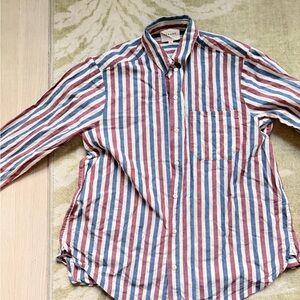Sezane Red and Blue Striped Button Down Shirt
